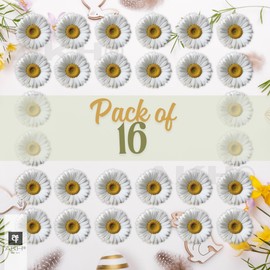 AKH® Easter Decorative Daisies | Pack of 16 | Spring Daisy Decorations for Easter Table Centerpieces, Home Decor & Party Arrangements | Artificial Easter Flowers for Festive Celebrations | White