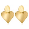 Gold Dangle Earrings with Brushed Finished Twisted Heart Shape Push Back Stud Earrings