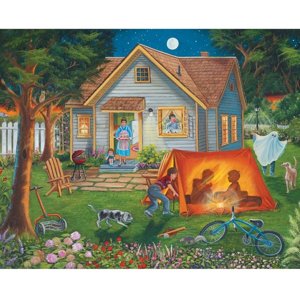 Bits and Pieces - 500 Piece Jigsaw Puzzle - Backyard Camping - Family Fun House Puzzle - by Artist Christine Carey - 500 pc Jigsaw