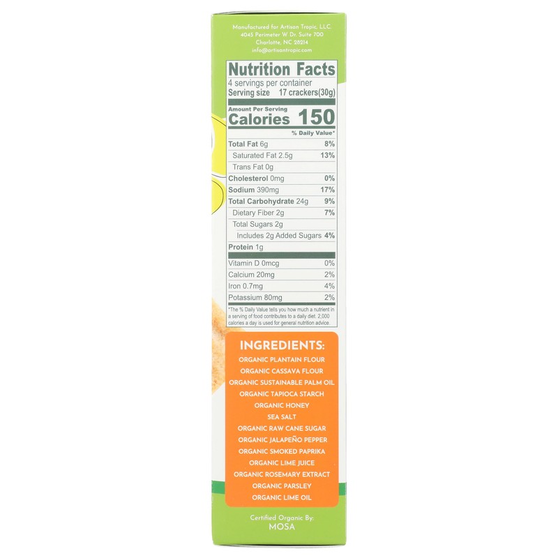 ARTISAN TROPIC Organic Chile Lime Crackers, 4.25 OZ