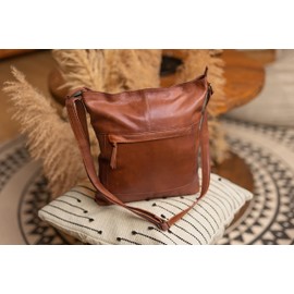 Gusti Maola Women's Leather Shoulder Bag Handbag Shopper Leather Bag, Brown 1, Retro