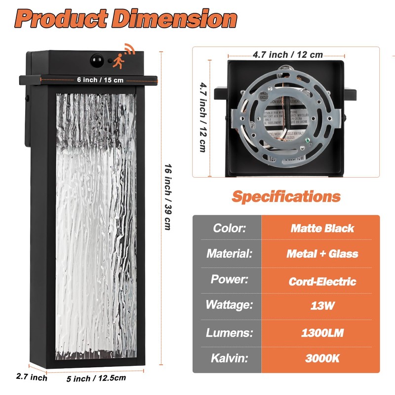 VenzBlomia Upgraded Motion Sensor LED Outdoor Lights, 2 Pack 16”