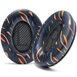 WC Wicked Cushions Upgraded Replacement Ear Pads for Bose QC35 & QC35ii (QuietComfort 35) Headphones & More - Softer Leather, Luxurious Memory Foam, Added Thickness, Extra Durability | Navy Tiger