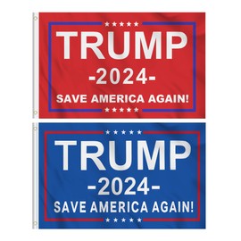 KENPMA 2 Pieces Trump 2024 Flag Save America Again Flag 3x5 ft House Room Wall Banner Garden Porch Yard Sign Lawn Patio Decorative Flags with Grommets - Printed Polyester - Indoor/Outdoor