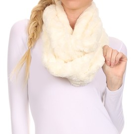 Sakkas CXGJ1531 - Abhy Soft Fall Winter Furry Infinity Wrap Scarf - 5-Cream - OS