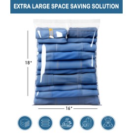 [10 unidades] Bolsas de almacenamiento con cierre de cremallera de 40,6 x 50,8 cm, grandes, resellables, resistentes, transparentes, de 4 mil, de grosor, para congelador, para ropa, almacenamiento de alimentos, preparación de alimentos, mudanza, viajes