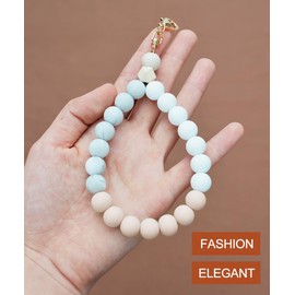 VICHUNHO Marble Silicone Beaded Phone Wrist Strap, Cellphone Lanyard with Tether Tab, Elastic Hands-Free Wristlet Bracelet
