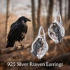 Raven Earrings Sterling Silver Crow Earrings Leverback Raven Jewelry Gothic
