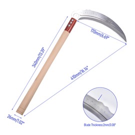 FOCMKEAS 2pce 410mm/16.14in Carbon Steel Billhook Brush Clearing Sickle for Grass,Weeding Tools for Garden,Curved Sawtooth Sickle,Machete Axe for Cutting Trees,Steel Blade Knife in Hand