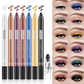 Petansy Professional Makeup Eye Pencil Set, 12 Pieces Coloured Eyeshadow Stick and Eyeliner Pencil, Durable, Waterproof, Glitter, Pearlescent Eyeshadow, Makeup Gift for Women