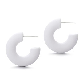 RUOFFETA Acrylic Chunky Hoop Earrings, Lightweight Thick Open Hoops Candy Color Hoop Earrings for Women(White)