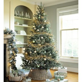 Christmas Tree Base Skirt Ring Xmas Willow Wicker Stand Cover Grey 57cm