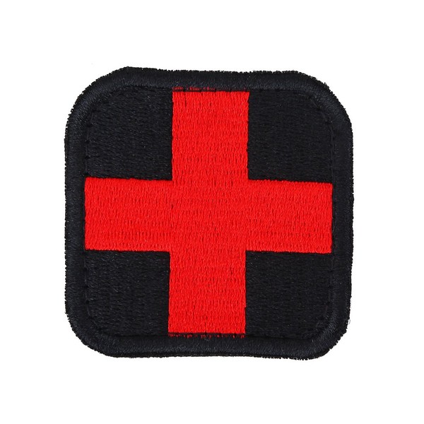 Haofy Parche Bordado de Moral Militar Táctica de Primeros Auxilios de la Cruz Roja de Medic, IFAK Rip Away Pouch, EMT, EMS, Trauma, Médico, Paramédico, Kit de Rescate de Primera(Negro)