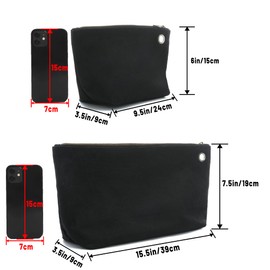 Tool Bag - 16 oz Waxed Canvas Organiser for Men and Women, Portable Tool Organiser | 1 Large 1 Small | For Coins, Pliers, Nuts - Black, black