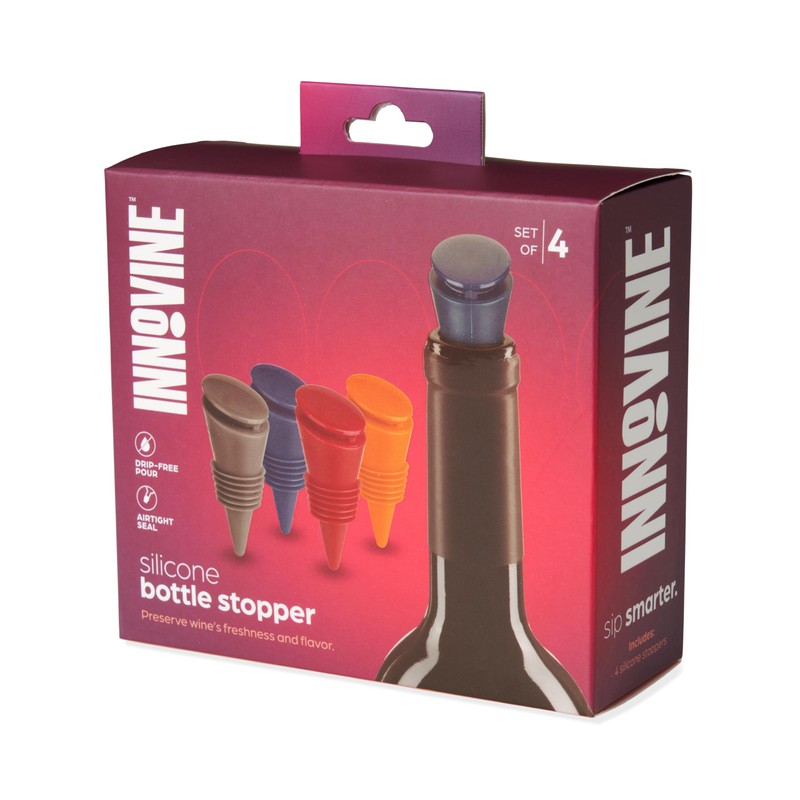 Innovine Silicone Bottle Stoppers, Reusable Wine and Beverage Seals, Leak