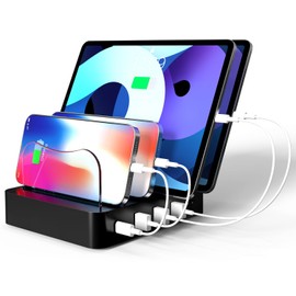 USB Charging Station - Charging Dock - 4-Port - Fast Charging Station for Multiple Devices - Docking Station - Smart Charging Station Dock - Multi Charging Station for Cell Phones Tablets