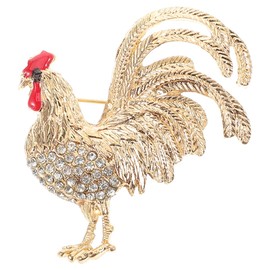 LIOOBO Animal Brooch Pin Rooster Brooch with Rhinestones for Women Unique Chicken Lapel Pin for Dresses Parties Weddings and Casual Wear Durable and Charming Accessory