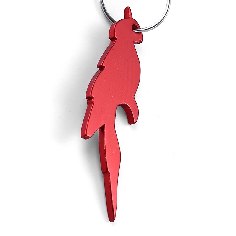 Komonee Parrot Red Bottle Opener Key Chain Metal Wildlife Bird