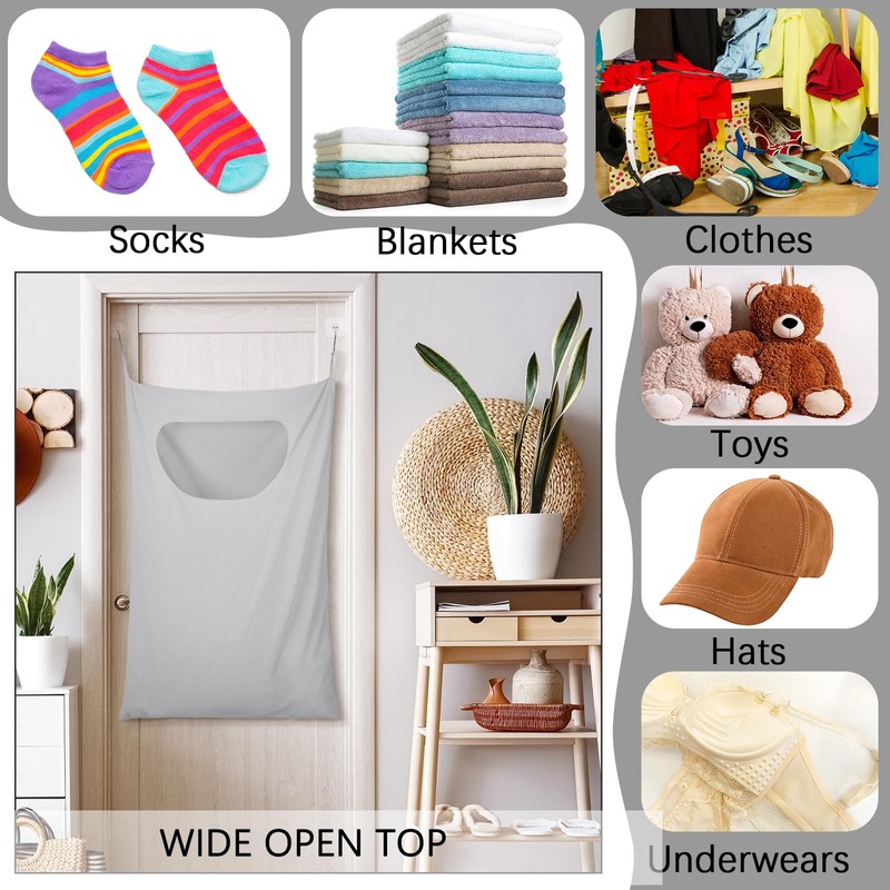Wovnet 2 Pcs Large Hanging Laundry Hamper Bag 28 x