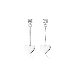 MYHAO 925 Sterling Silver Love Heart Drop Earrings Dangle for Women Teens Heart Dangle Earrings Studs Hypoallergenic, 1.0 INCH, Sterling Silver, Cubic Zirconia