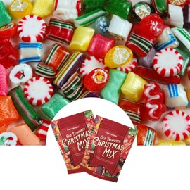 Hammond's Old Fashioned Christmas Candy Mix Hard Candy Assortment with Ribbon Candy Peppermint Straws Christmas Art