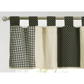 Annlaite Classic Country Primitive Kitchen Window Curtains Farmhouse Patchwork Tab Top Window Valance Plaid,Black, 51"x17"