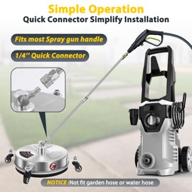 Dalmbox 14" Pressure Washer Surface Cleaner with 4 Wheels, 1/4" Quick Plug, Stainless Steel Housing, 4000 PSI, Pressure Washer Surface Cleaner Attachment for Patio, Courtyard, Concrete, Sidewalks