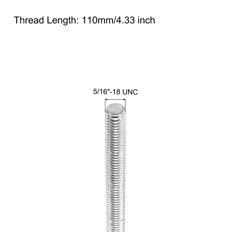 sourcing map Fully Threaded Rod 5/16"-18 UNC Thread Pitch 304