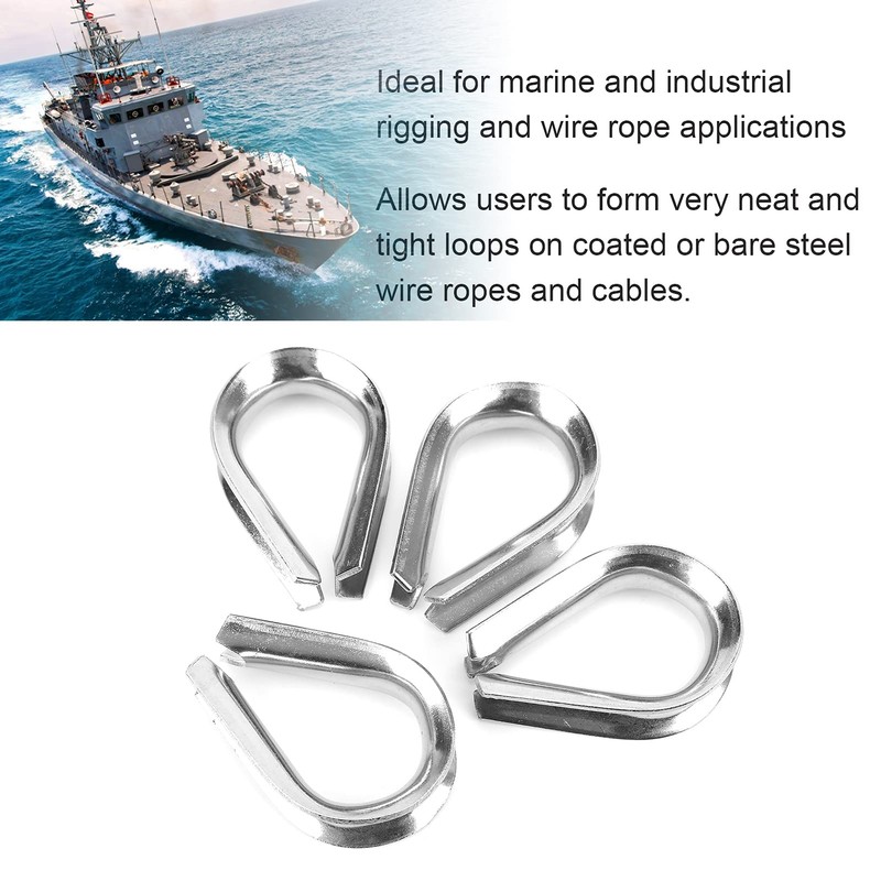 Wire Rope Cable Thimbles, 4 Pieces 12 mm M12 Stainless