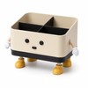 Beige Desktop Storage Organizer Box, HIPS Plastic Open-Top Compartment Desk