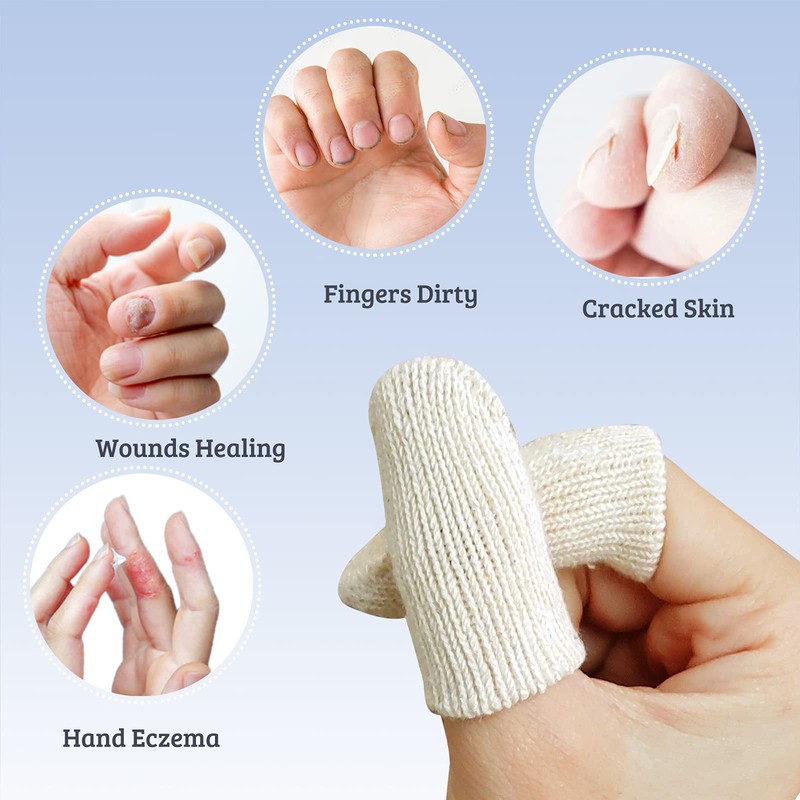 MIG4U 5 Pcs Cotton Finger Cots, Reusable Finger Protectors for