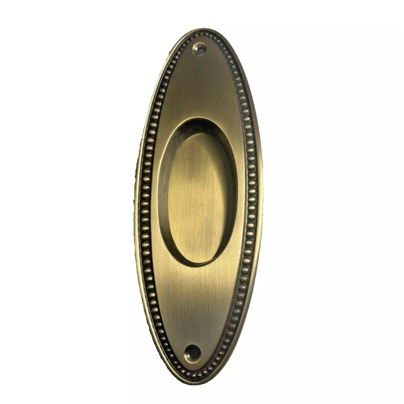 Nostalgic Warehouse Antique Brass Door Handles Beaded Flush Pull 701401