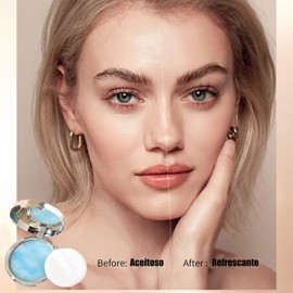 Chillab Polvos Lavanda, Chillab Maquillaje, Control De Aceite En Polvo Mate De Lavanda, Polvo Fijador De Lavanda Con Textura De Gelatina Suave Con Espejo