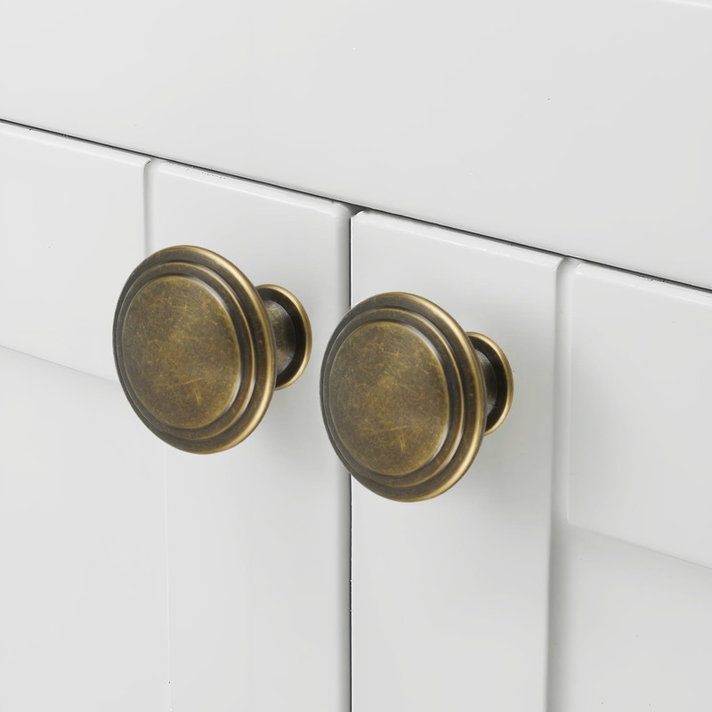 Antique Brass Cabinet Knobs 6 Pcs, Vintage Drawer Handles Copper