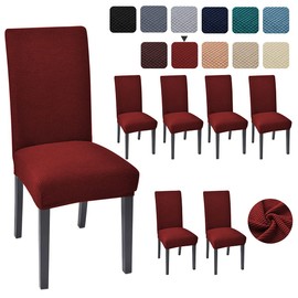 Chair Covers for Dining Room 6 Pack Kitchen Chair Seat Covers, Dining Room Chair Covers Chair Slipcover Parsons Chair Covers, Burgundy Red