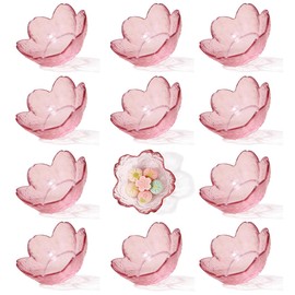 Zansens 12 Pcs Pink Sakura Sauce Dishes Set,Plastic Bowls,3.34x1.37 inch Cherry Blossom Dipping Bowls,for Sushi, Snacks, Soy Sauce and Party Appetizers