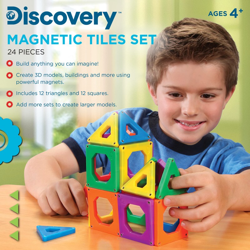 Discovery Kids 24 pcs 3D Magnetic Tile Building Blocks Construction