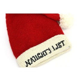 LOUDelephant Hand Knitted Wool Christmas Beanie Hat - Naughty List Red