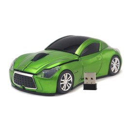 DAY DAY HAPPY Sports Car Mouse Computer Wireless Mouse 2.4GHz Optical Mice with LED Light for PC Laptop (Green)