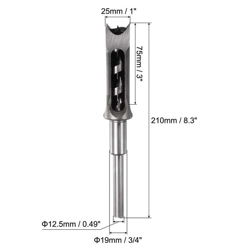 uxcell Square Hole Drill Bit, 1" High-Carbon Steel Hollow Chisel