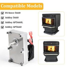 Adviace 80606 Auger Motor for Ashley Pellet Stove 5660 AP5660 AP5660L 5660L & US Stove Pellet Stove 5660, 1 RPM Counter Clockwise with Hole Auger Motor 80606 for Ashley US Stove Pellet Stoves