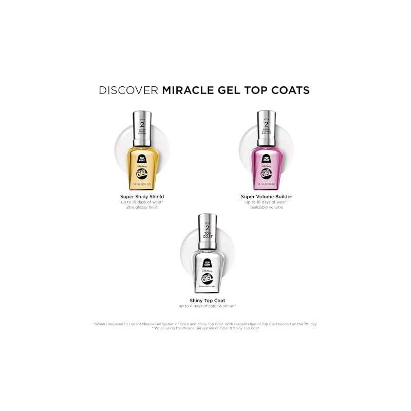 Sally Hansen SH Miracle Gel Nail Polish Lacquer Shiny Top