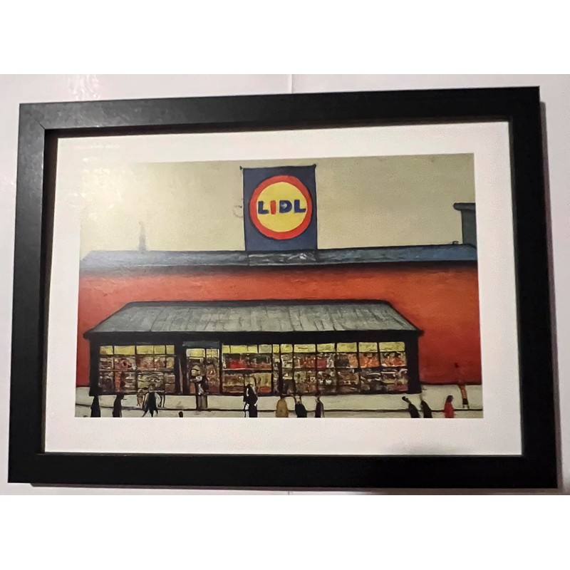 Lowry-Style Framed Print. Beautiful Black Ash Frame (Lowry, LS Lidl)
