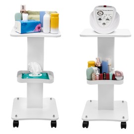 26.6in-Lockable Rolling Storage Rack Tool Cart Manicure Beauty Barber Salon Trolley Cart, Utility Multi-Purpose Beauty Stations with Wheels and Salon Tray Holders for Hair Stylist, Beautician