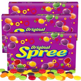 Spree Original Movie Theater Box, Variety of Mixed Fruit Flavored Candies, Stocking Stuffers, Party Favors, and More, 3 Pack, 5 Ounces