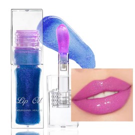 Colour Changing Lip Oil, Plumping Lip Gloss, Magic Colour Changing Lip Oil, Glitter Lip Gloss, Hydrating Lip Care Glitter Shine Liquid Lipstick Moisturizing Lip Gloss Sets for Teenage Girls (4#)