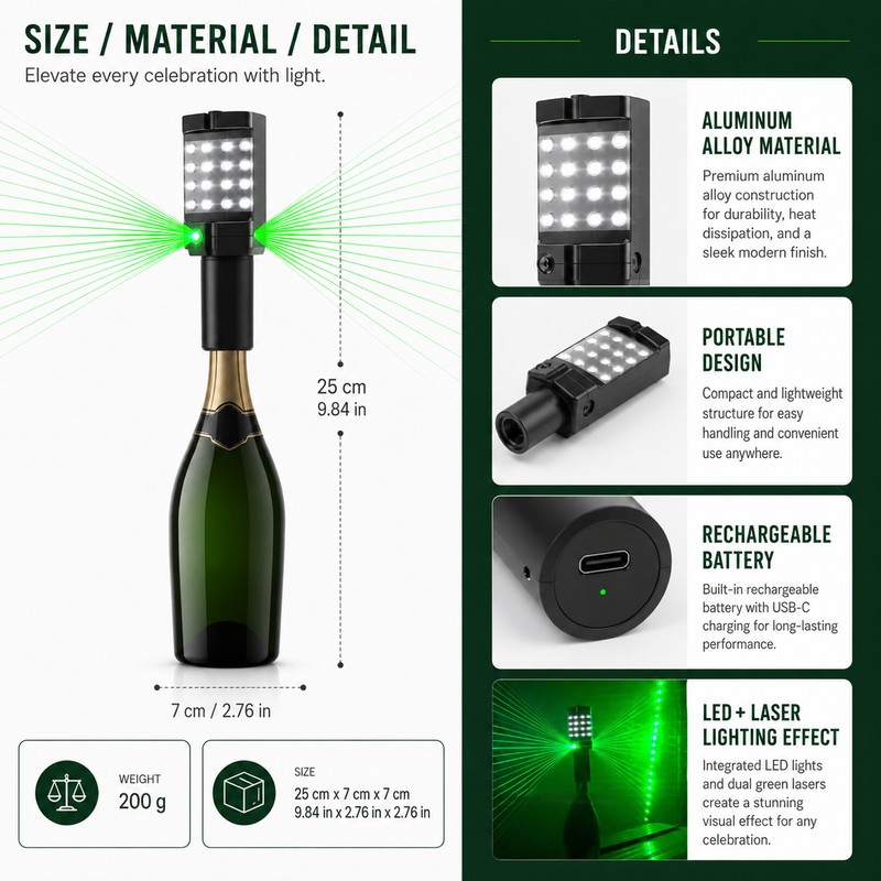 Rechargeable LED Strobe Baton for Party Decor – Aluminum Flashing