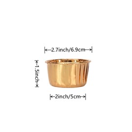 100 Pack Cupcake Liners with Lids 3.5 Oz Foil Baking Cups Disposable Mini Cupcake Liner Muffin Liners Cupcake Wrappers Holders for Party Wedding Birthday Valentine,Gold
