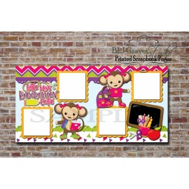 Kindergarten School Girl Monkey 2 PRINTED Premade Scrapbook Pages BLJgraves 30