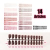336 Pieces Nails for Sticking Short 14 Colours Pink Purple